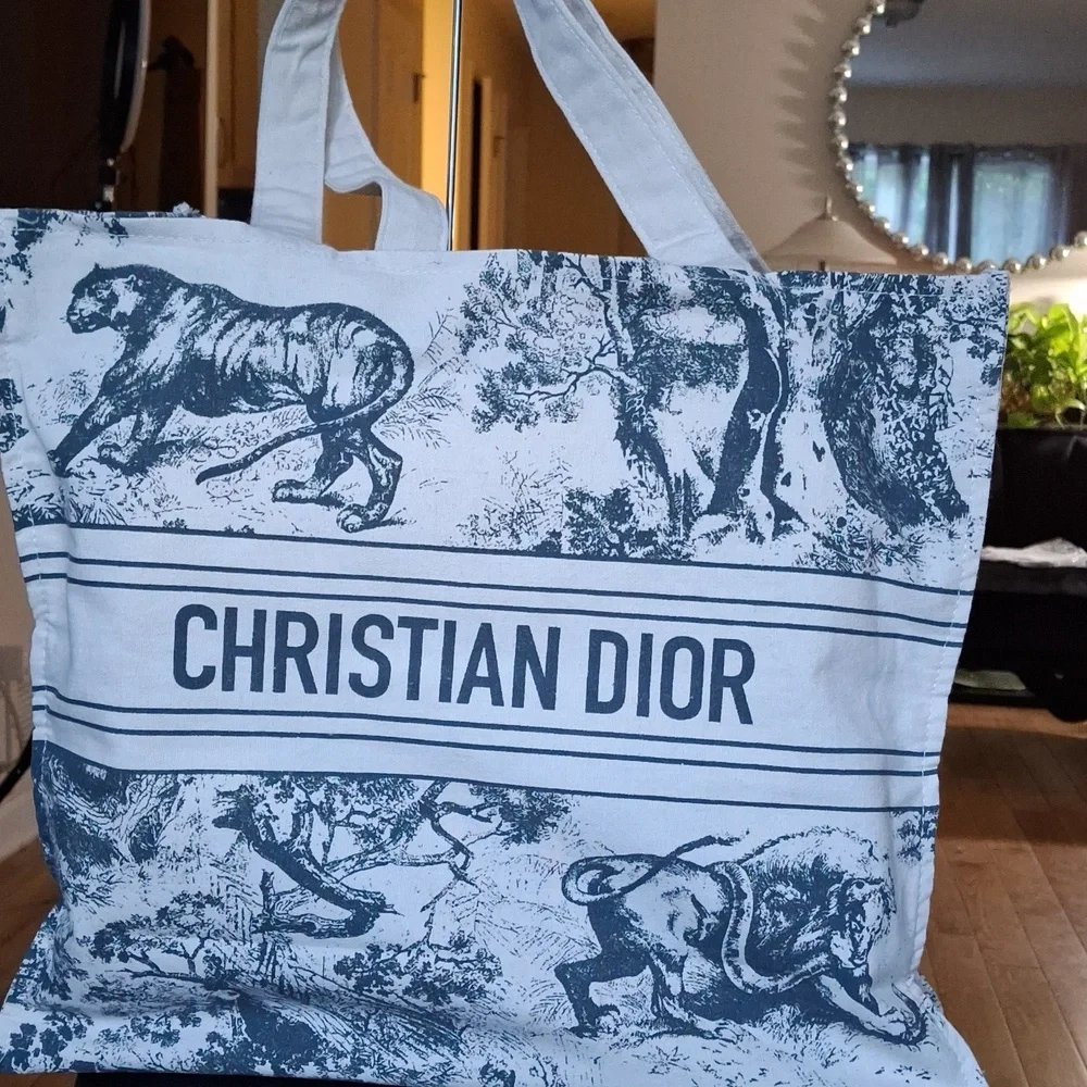 NEW Dior Blue and White Toile Christian Dior Tote Bag